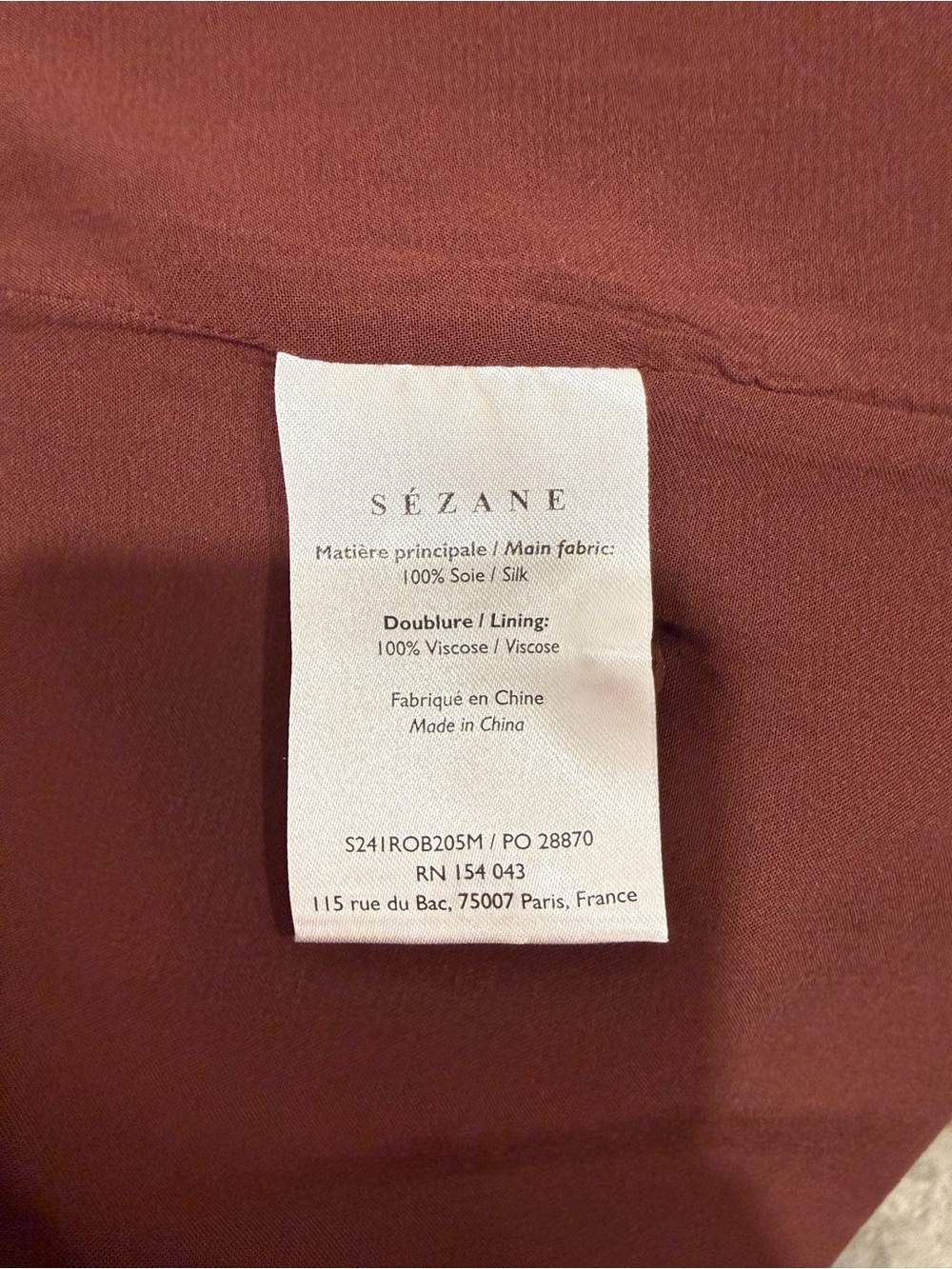 Sezane Solia Polka Dot V-Neck Flutter Sleeve Midi Dress - Brown Sz 46/14 - Picture 6 of 6
